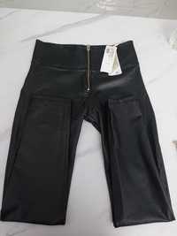 FREDDY spodnie woskowane skóra damskie nowe M czarne