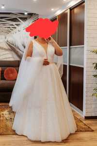 Suknia ślubna rozmiar 44-50 biała brokatowa