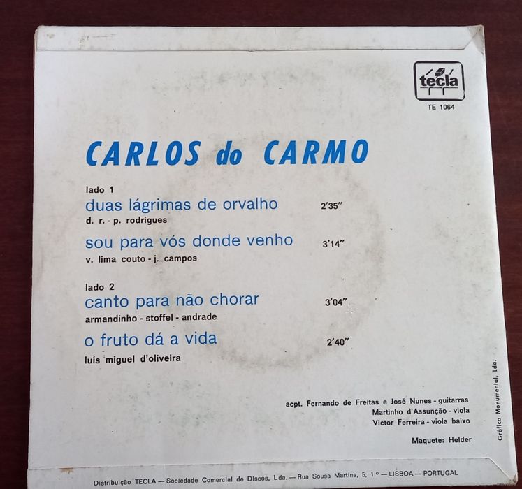 Carlos do Carmo - Singles EP 1972 e 1973 Fado