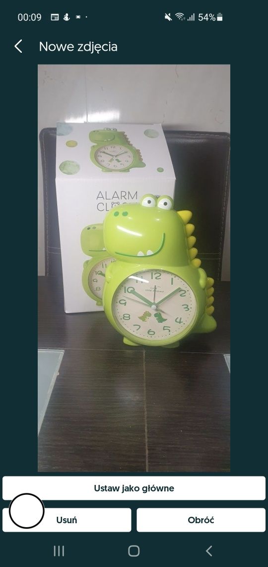 Budzik dinozaur zielony