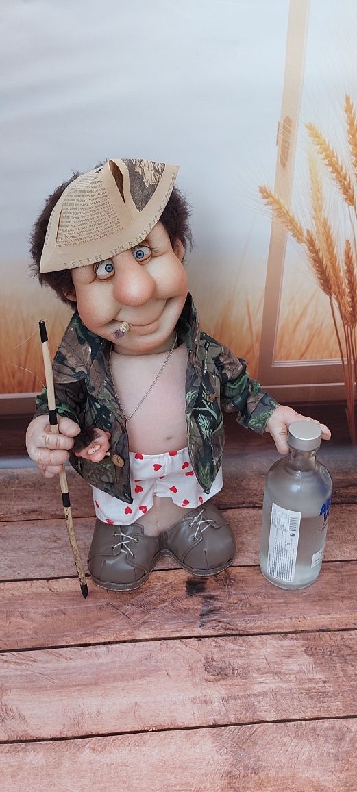 Интерьерная кукла мини-бар, кукла заначка для бутылки  РыбачОк