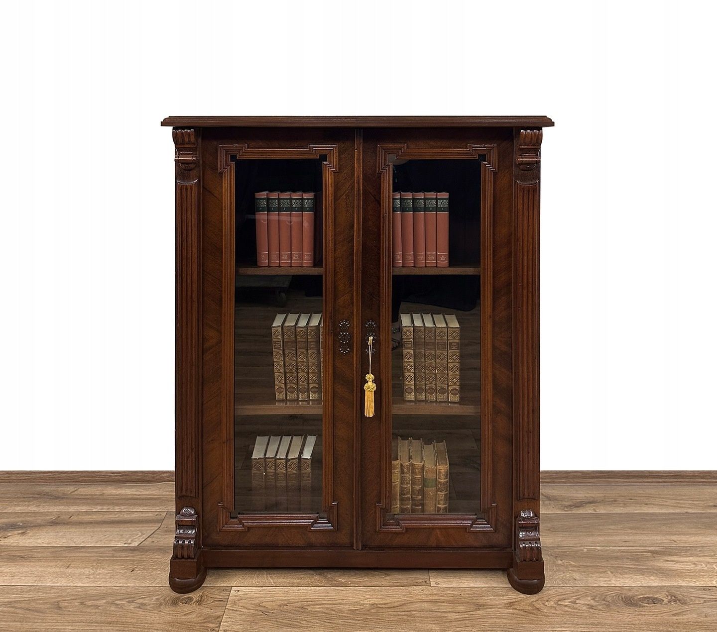 BIBLIOTEKA podręczna XIX w. WITRYNA antyk rzeźbiona 2-drzwiowa SZAFKA