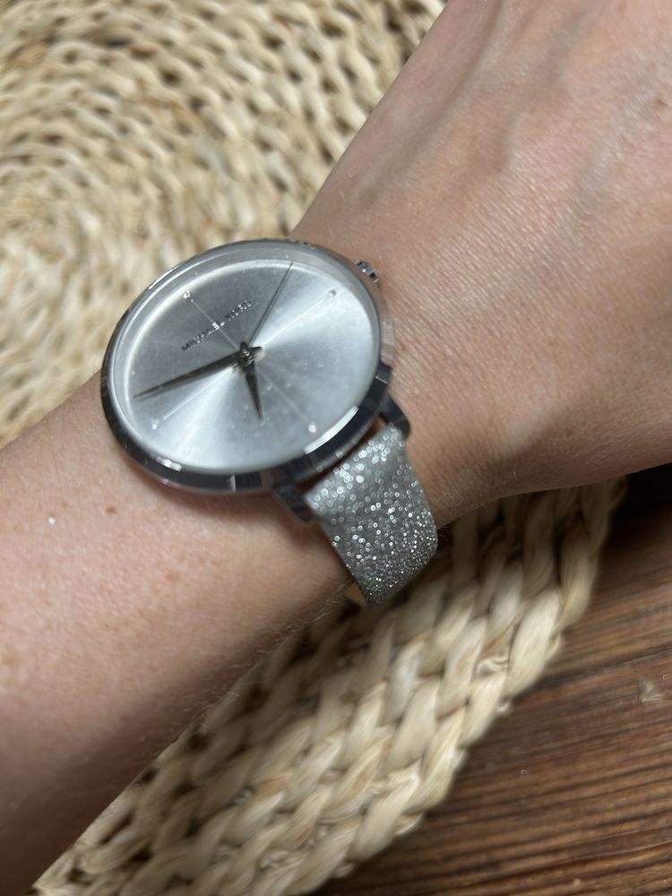 Zegarek michael kors brokatowy srebrny