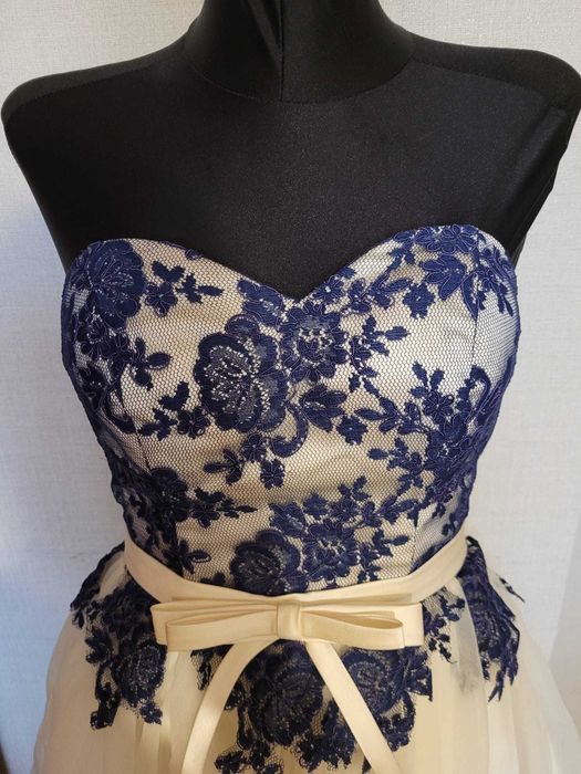 Elegancka sukienka wizytowa, gorset, tiul 36 S