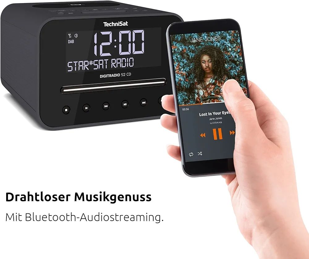 Radiobudzik z odtwarzaczem CD ładowarka indukcyjną Technisat 52 CD