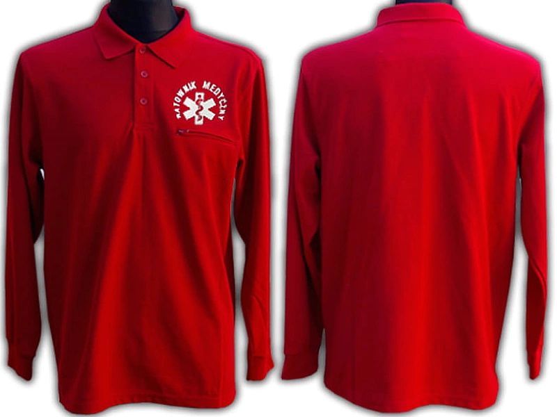 Koszulka Polo ratownicza Funkcyjna męska z długim rękawem czerwona (xl
