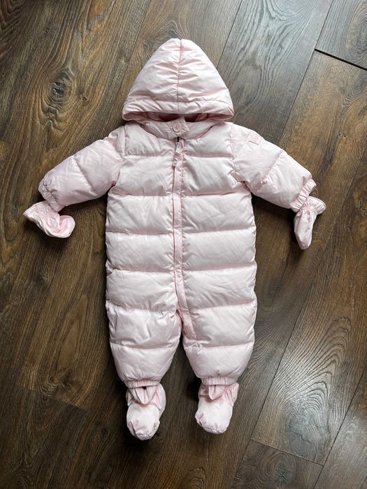 Kombinezon baby pink róż GAP puch i pierze kaptur ciepły pikowany