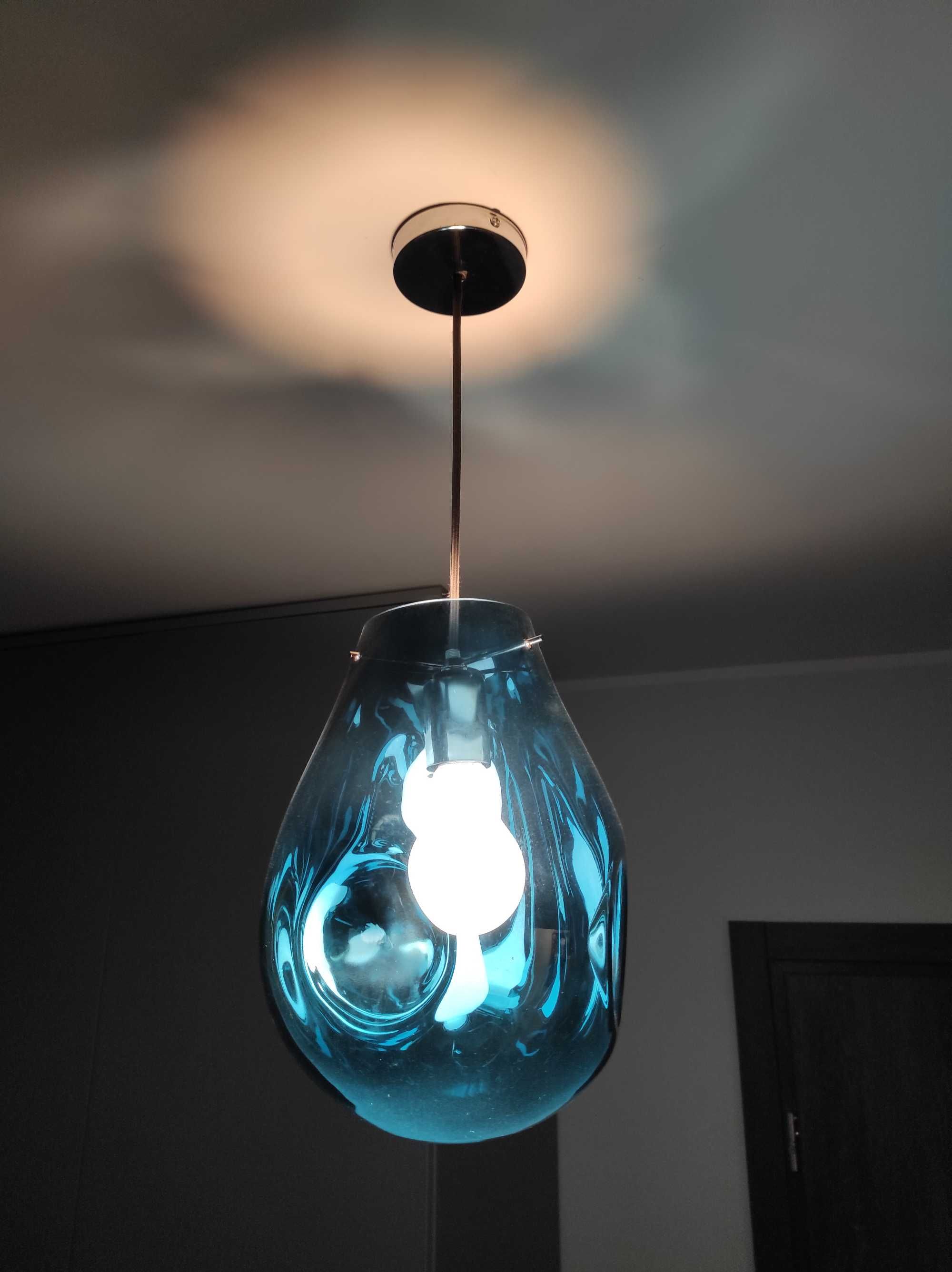 Lampa sufitowa wisząca skandynawska szkło niebieskie blue