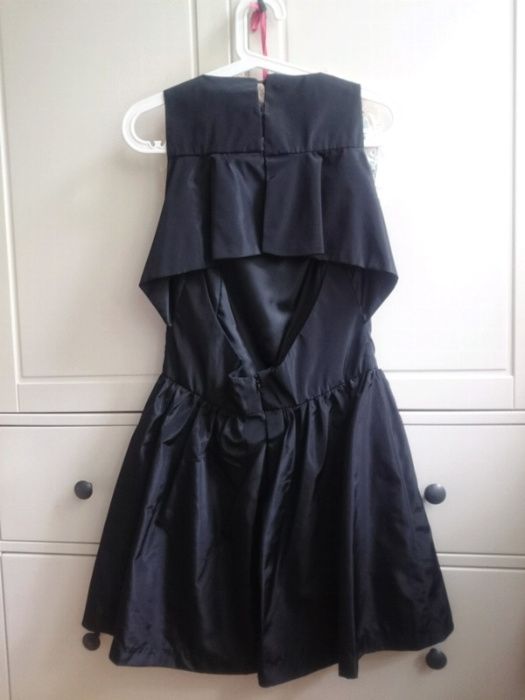 Czarny kombinezon sukienka odkryte plecy spódnicospodnie ZARA S36 M38