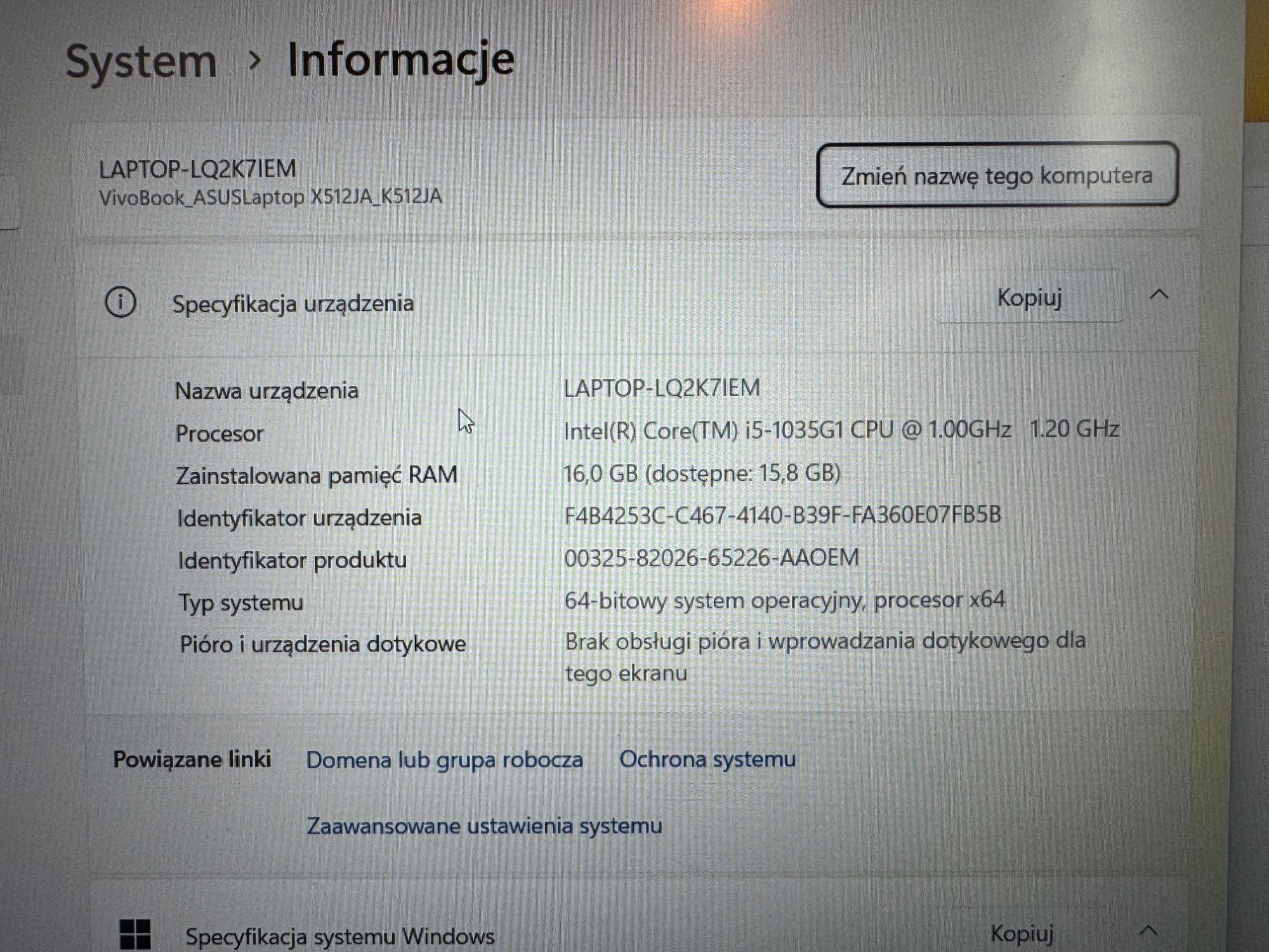 Notebook Asus K512J/i5/16RAM/512/ Kraków Starowiślna