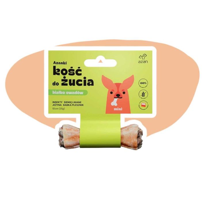 AZANKI Kość z insektami i siemieniem lnianym Mini 10 cm