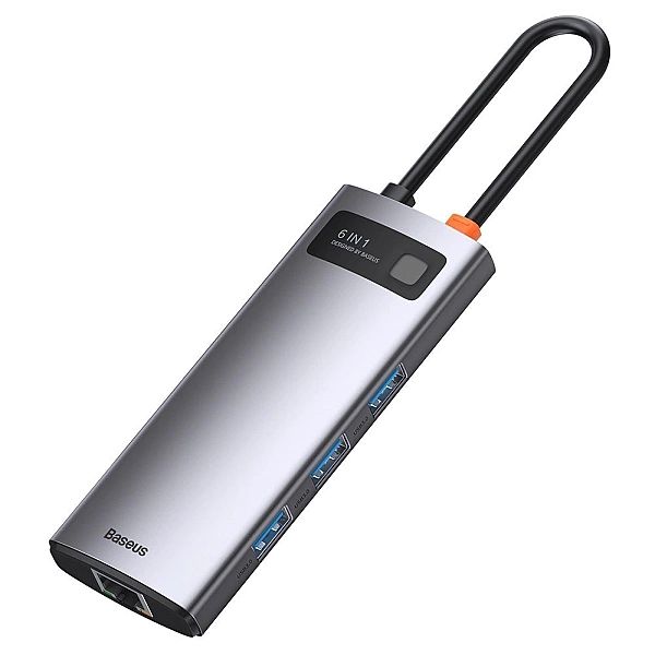 HUB Baseus Metal Gleam 6w1 USB-C - USB-C PD 100W 1x HDMI 4K 30Hz 3x US