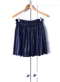 Czarna Spódnica Mini Zara z Eko Skóry Wbudowane Szorty M