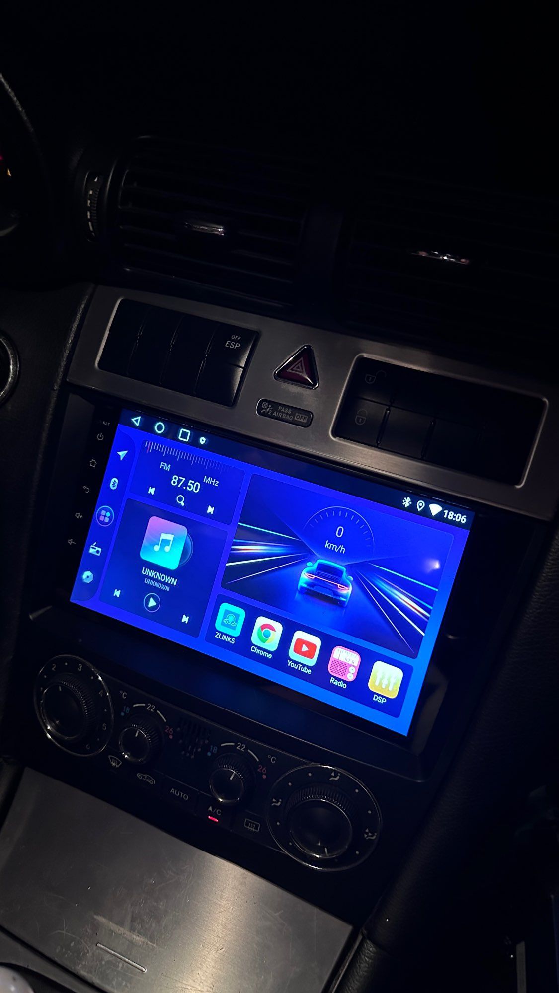 Rádio 9" Mercedes W203 Carplay Android Auto GPS 1/32GB + CANBUS NOVO