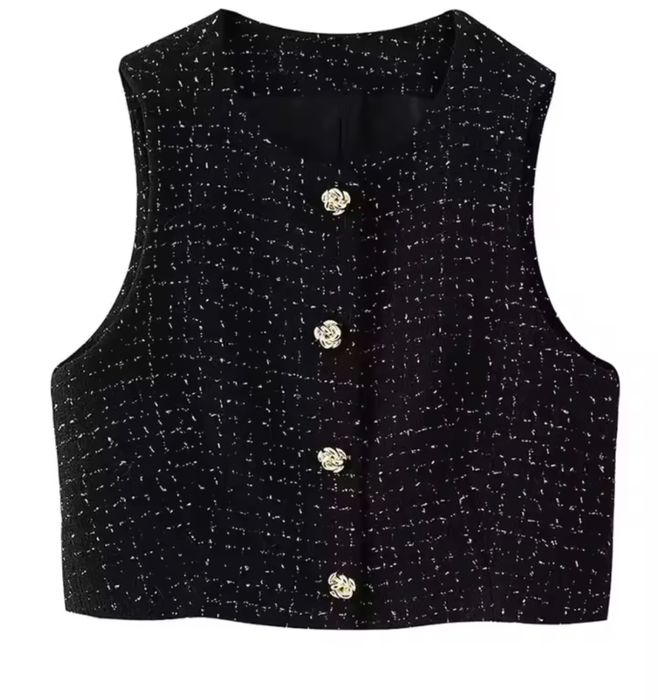 Костюм Zara чорний твід шорти,жилет розмір ХС