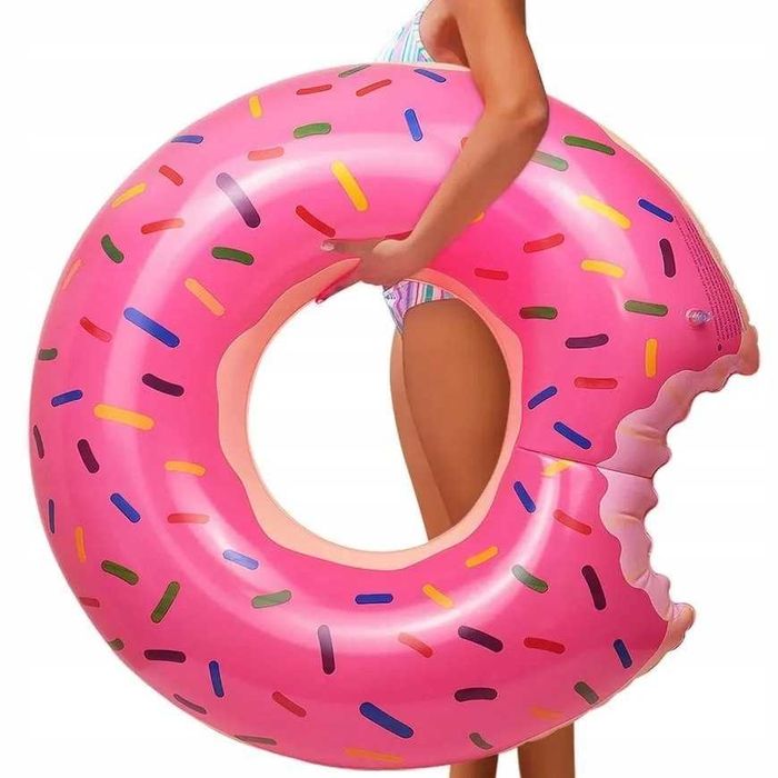 Koło do pływania dmuchane donut pączek różowy duży xxl 90 cm