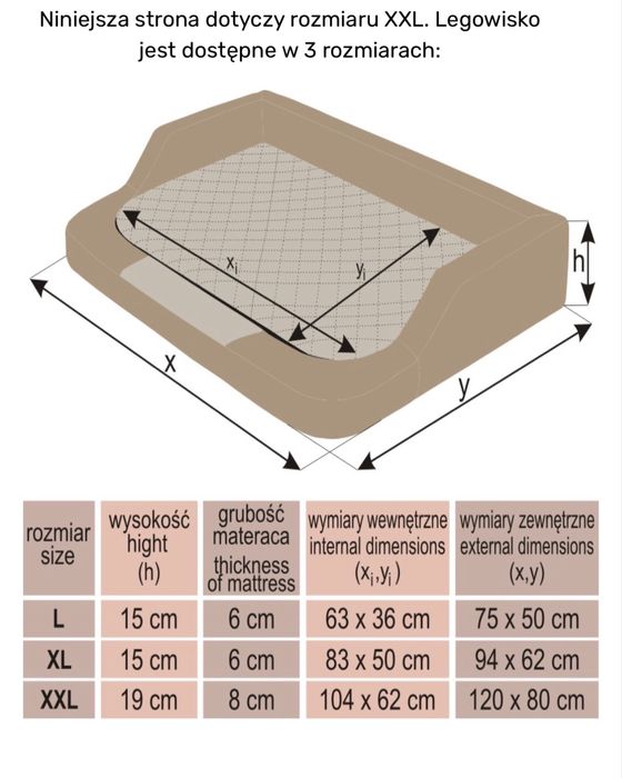 Legowisko w rozmiarze XXL (120x80 cm)