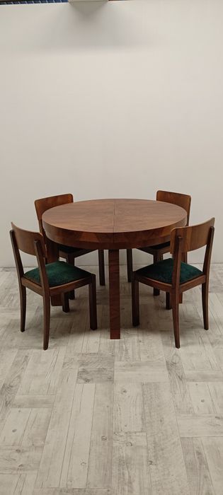 stół z krzesłami do salonu Art deco krakowska manufaktura lata 30-te