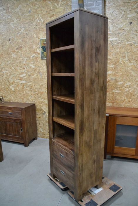 Biblioteczka drewniana, drewno egzotyczne i