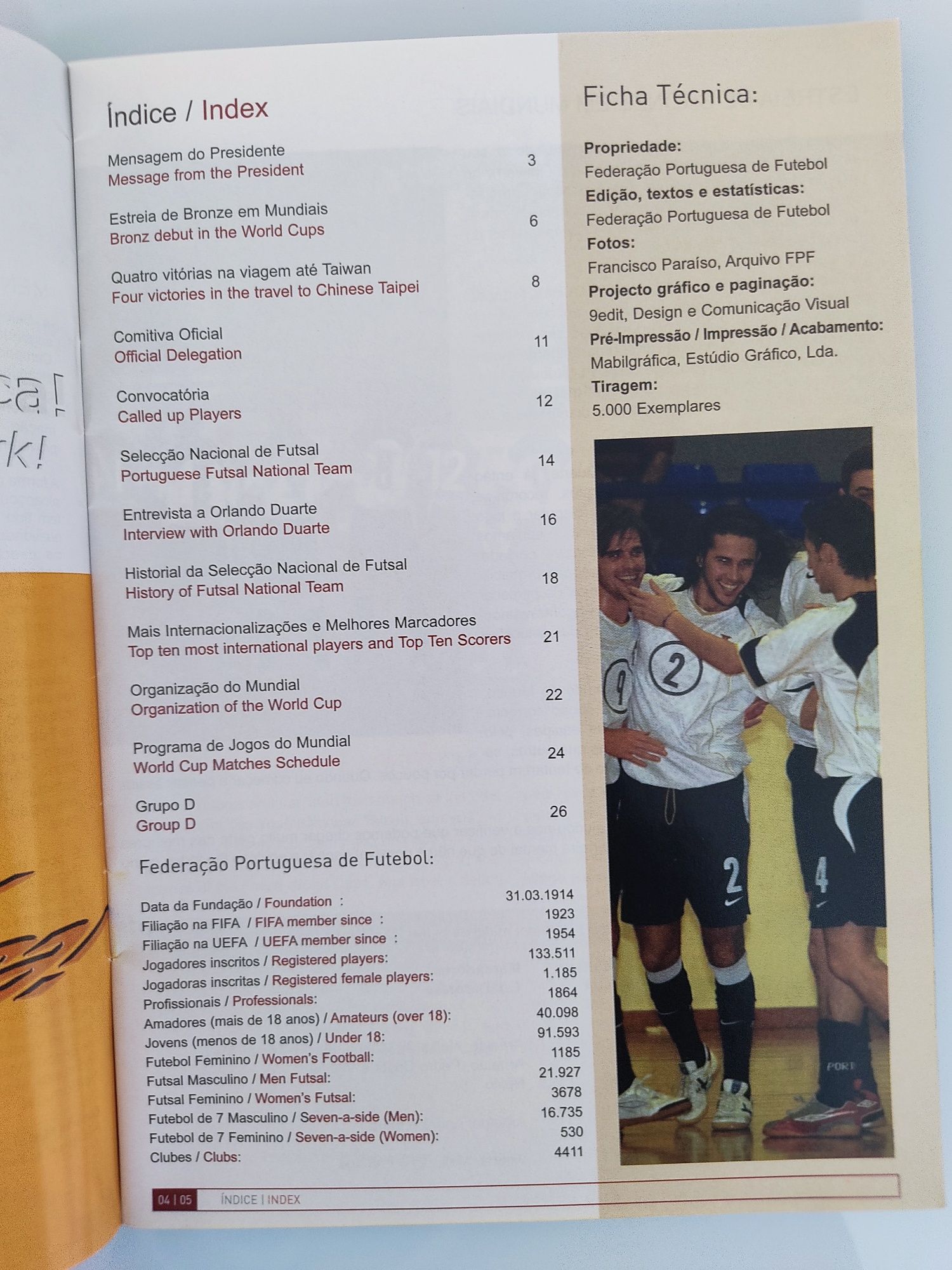 Programa da FPF Mundial futsal Taiwan 2004