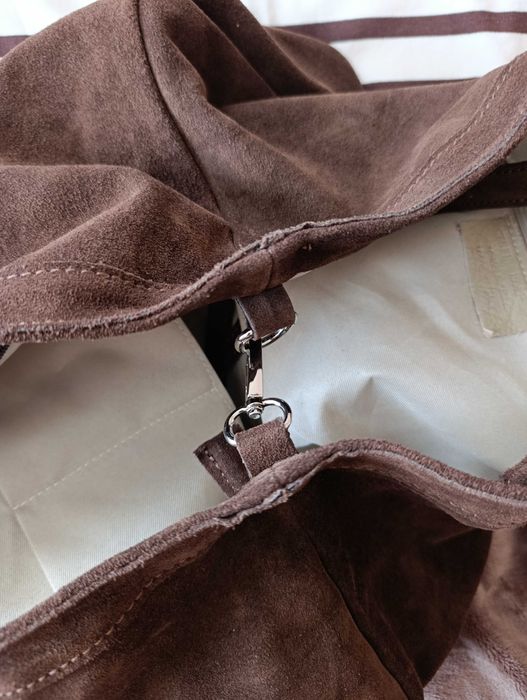 Torba damska zamsz, czekoladowa, nowa Cassi