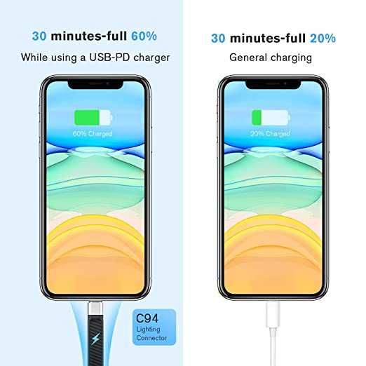 mytysun Krótki kabel do Iphone Ipad Lightning typu C certyfikat MFi