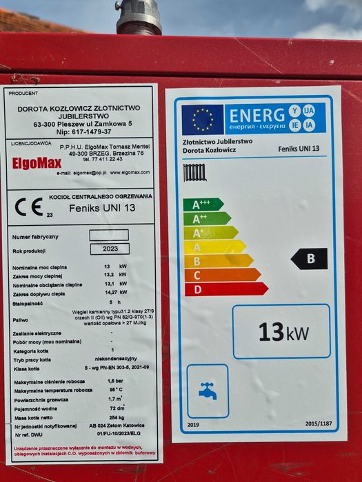 KOCIOŁ WĘGLOWY 13 Kw. Klasa 5 Piec Kotły Węglowe Drewno Piece
