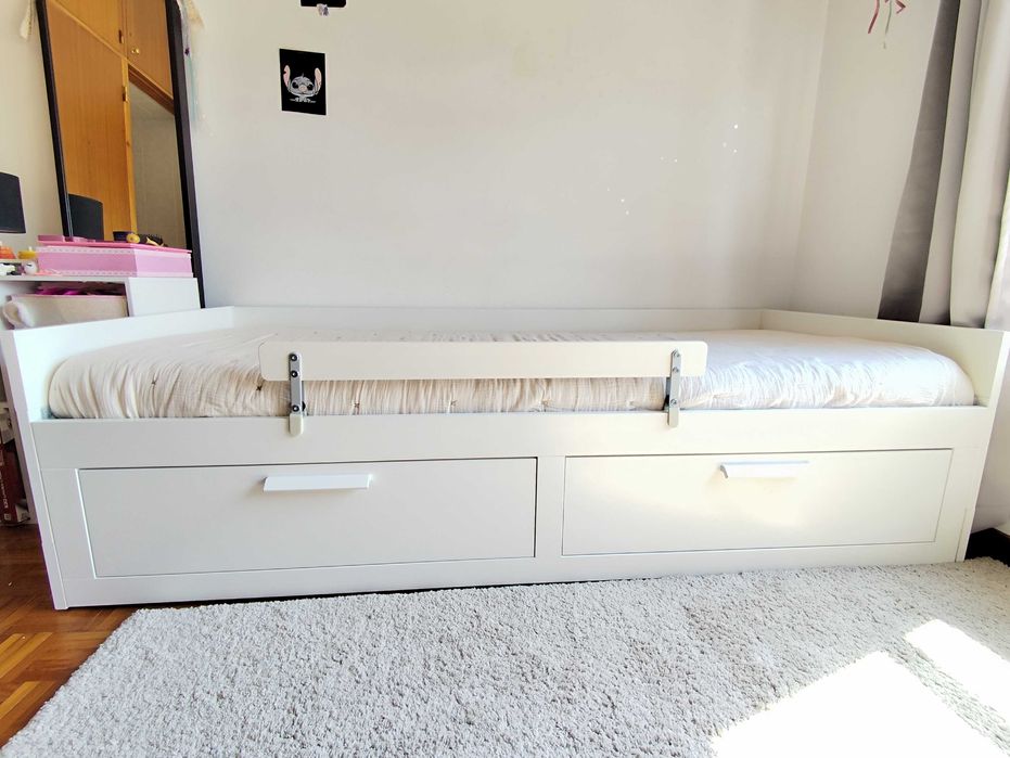 BRIMNES cama individual/dupla com 2 gavetas