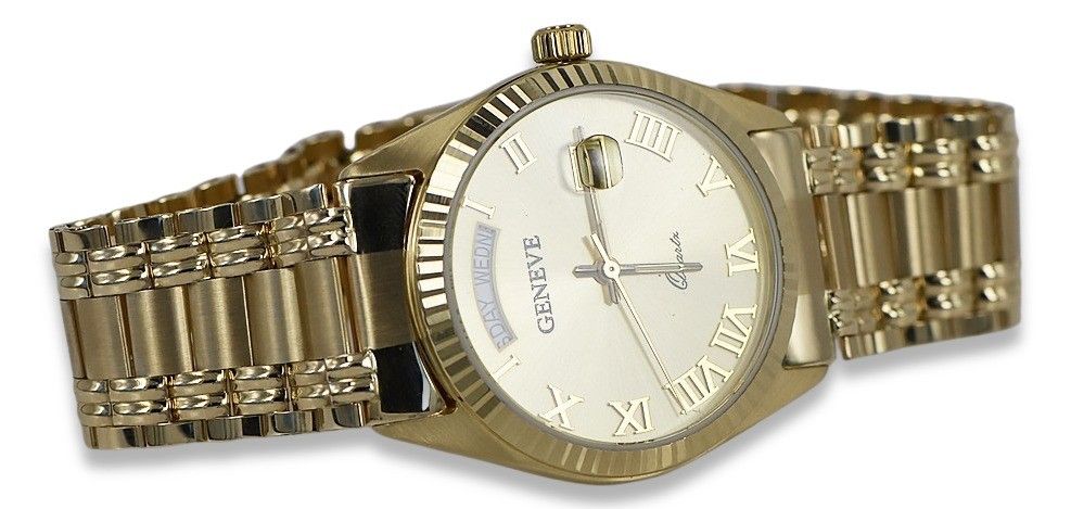 Prześliczny złoty zegarek damski 14k 585 Geneve mw013ydg&mbw006yo-f Wr
