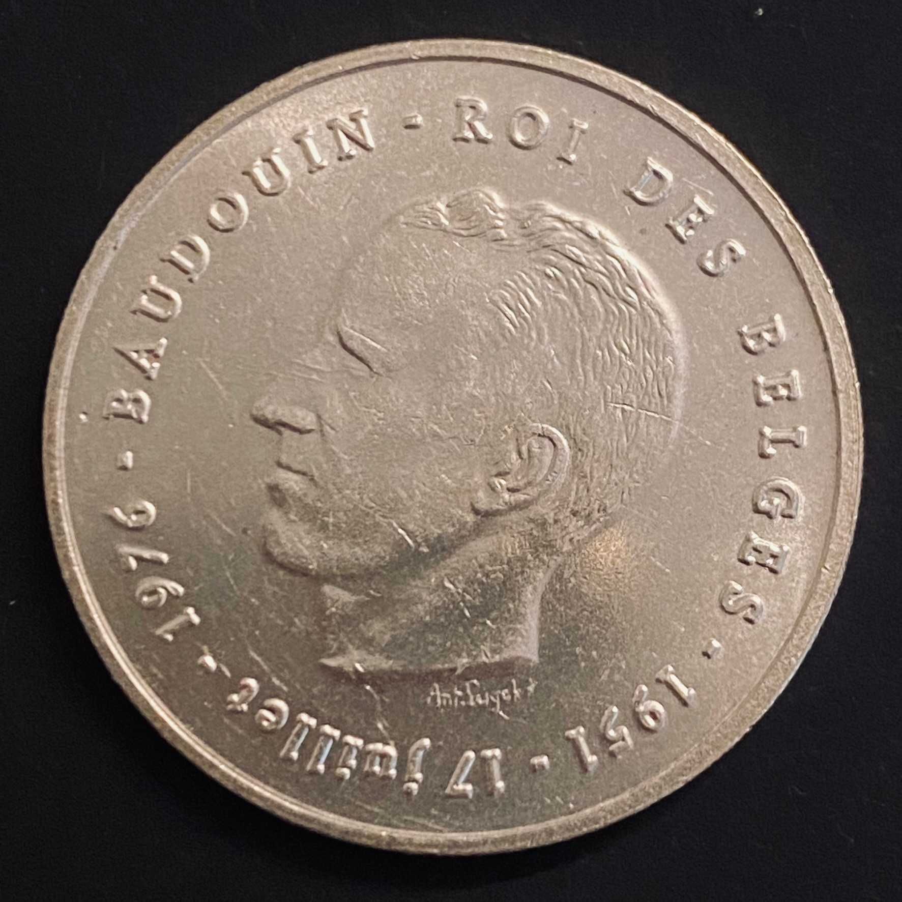 Belgia, okolicznościowe 250 franków, 1976r, Ag0,835