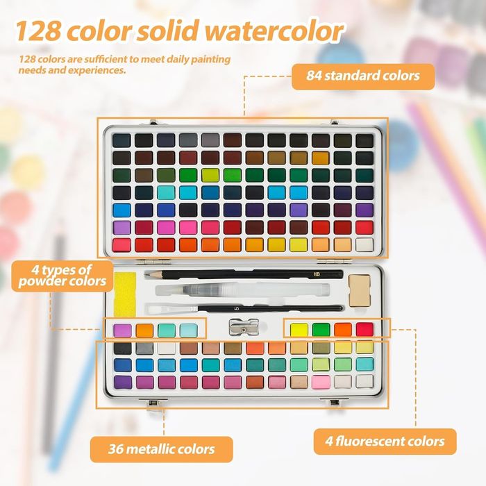 Farby wodne 128 kolorów