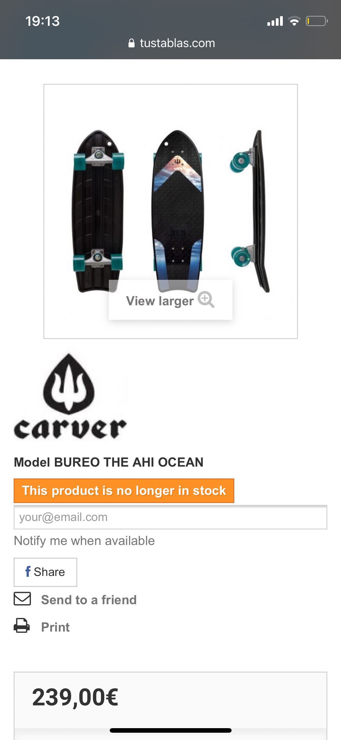 Лонгборд Carver Bureo AHI Surfskate  27 X 9"