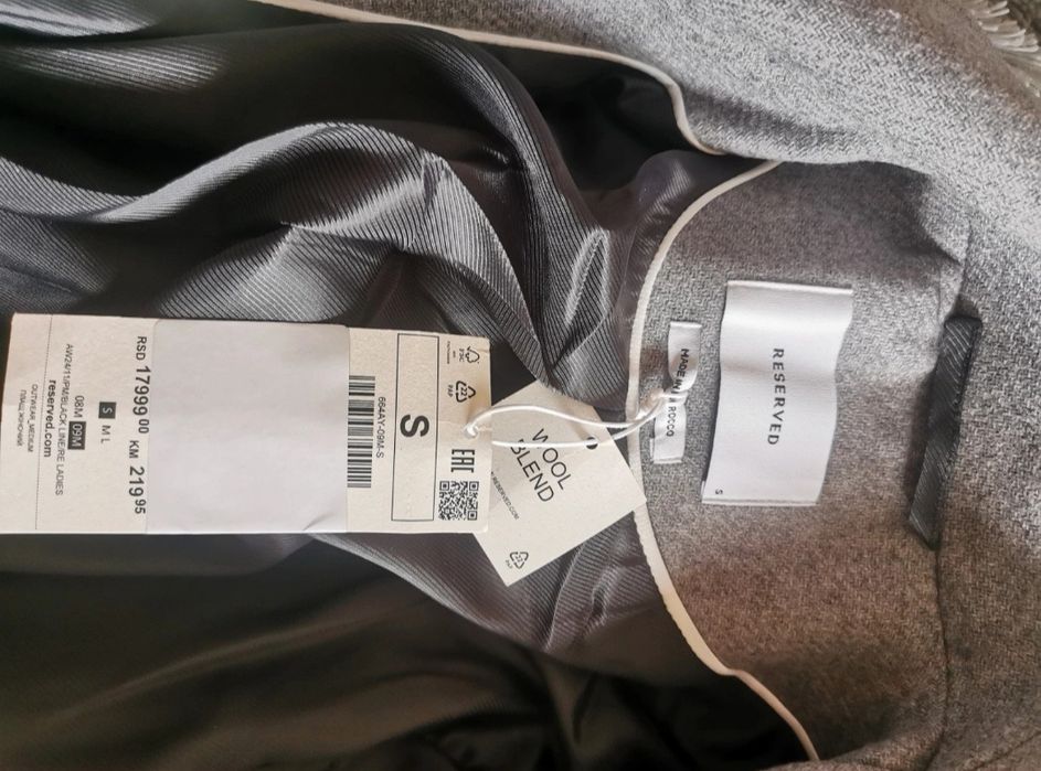 Płaszcz Reserved r. S 70% Wełny, nowy z metką