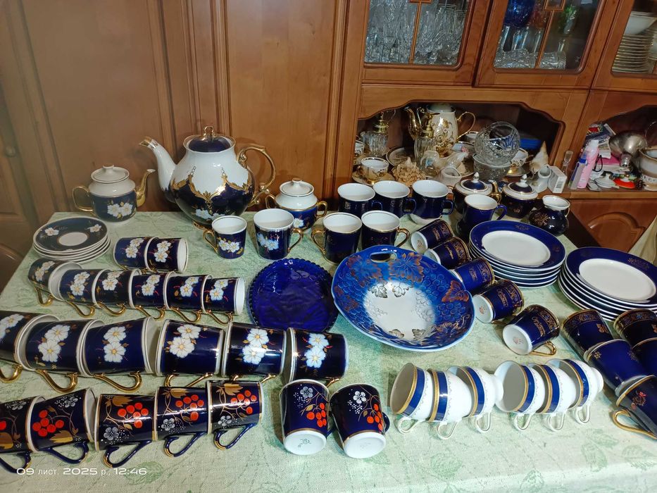 Посуда , сервиз кобальт СССР. Чашки, тарелки .
