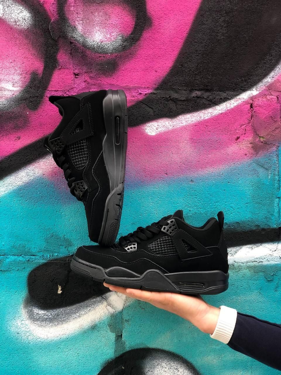 Кроссовки женские Air Jordan Retro 4 Black Найк БЕЗ НАЛОЖКИ