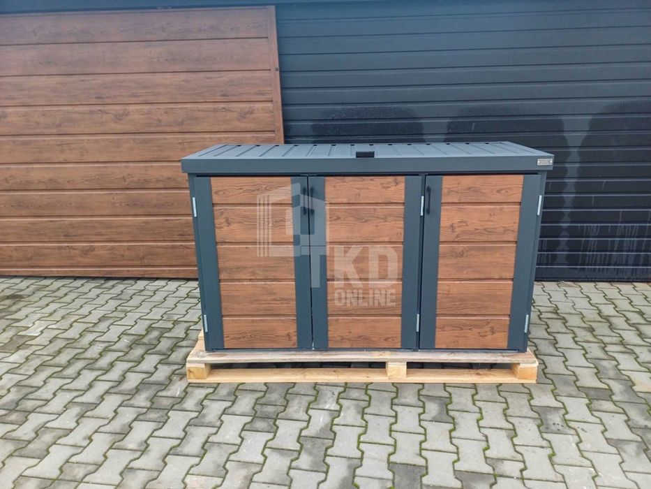 Zabudowa Koszy Na Śmieci Wiata Obudowa 177X65X110 Cm 3X120L Tkd345