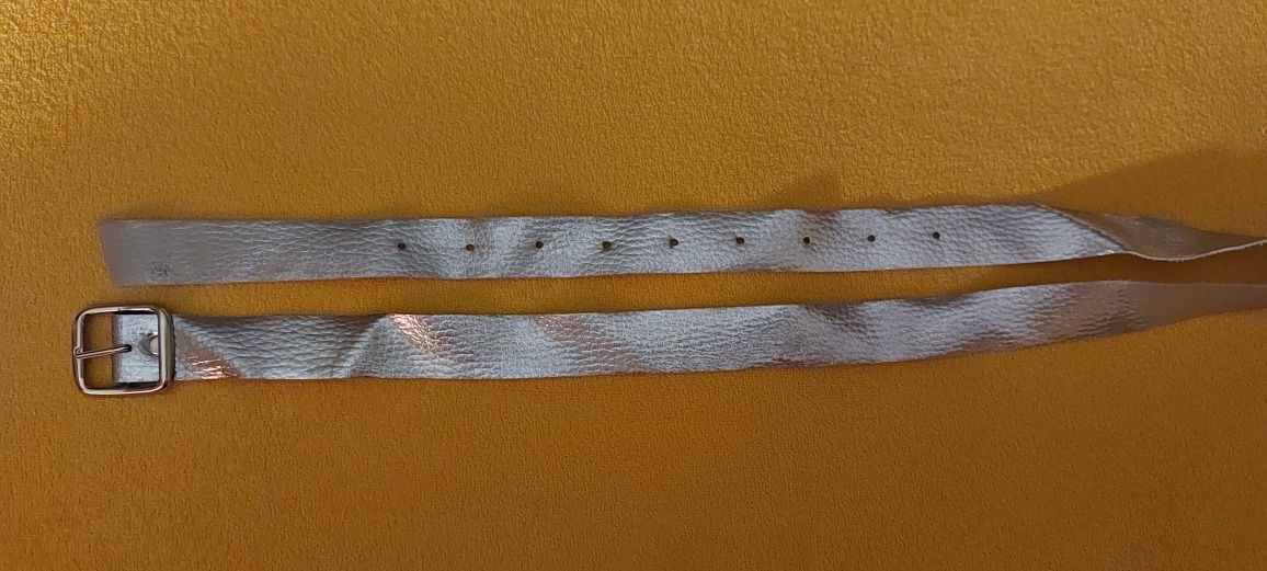 Srebrny pasek do spodni 90 cm