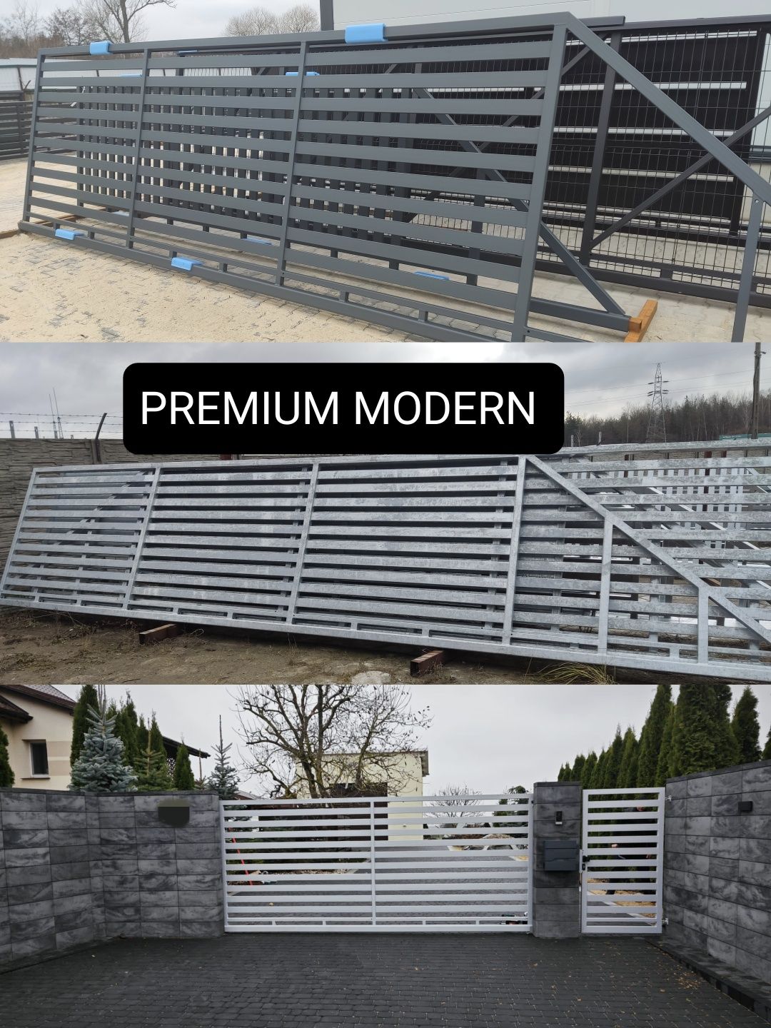 Brama przesuwna panelowa 5mx1,42m, ocynk ogniowy+RAL, dostawa PL