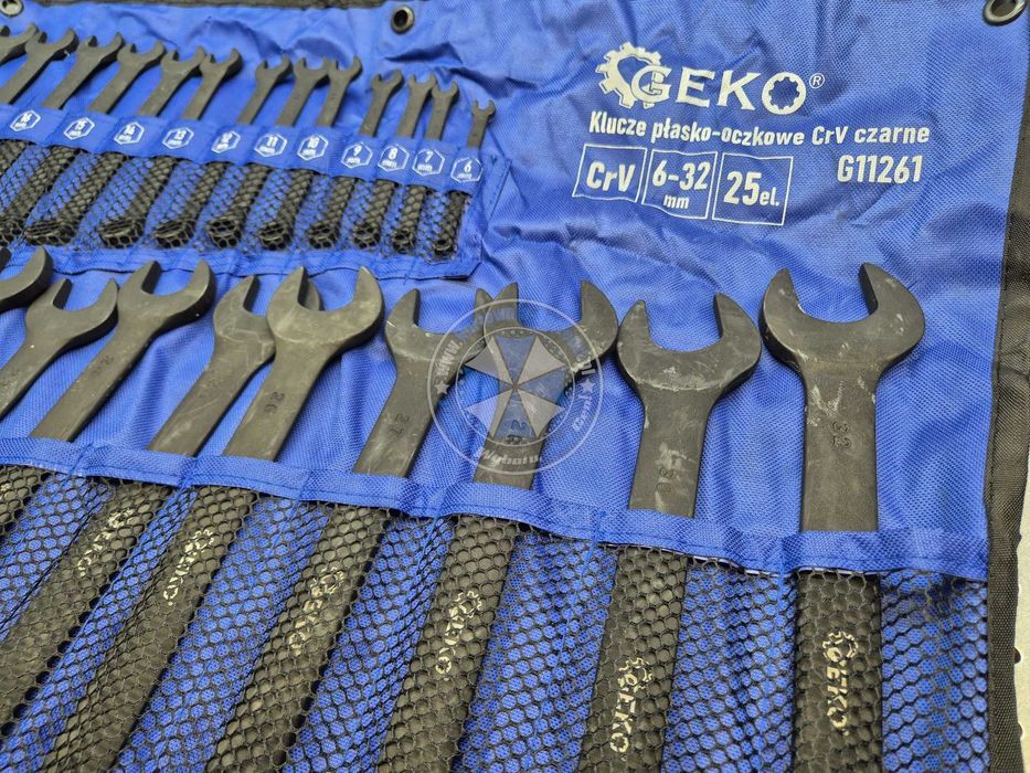 Klucze płasko-oczkowe czarne 6-32mm 25-el. Cr-V  zestaw kluczy