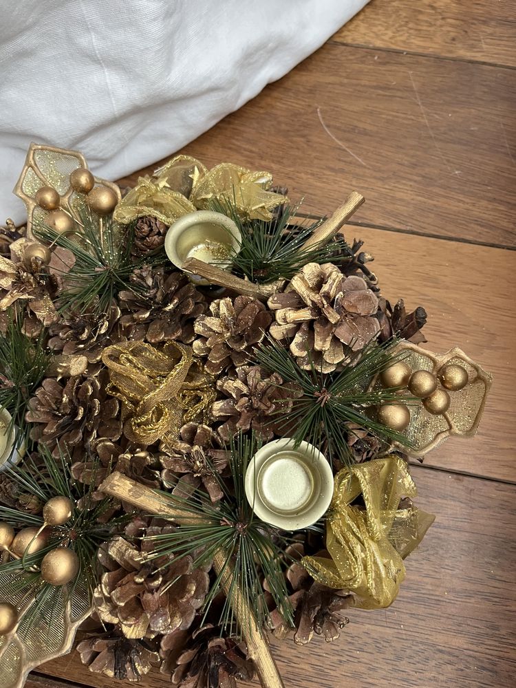 Stroik świąteczny świecznik ręcznie robiony handmade