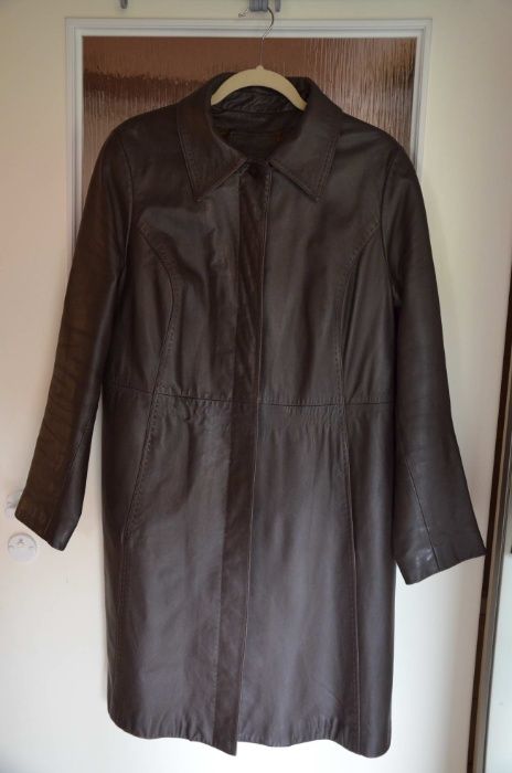 Skórzany brązowy płaszcz damski rozmiar 46 Marks&Spencer
