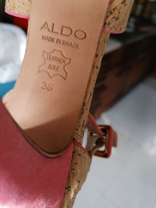 Sandálias Aldo - camel (cortiça) e rosa - tamanho 35