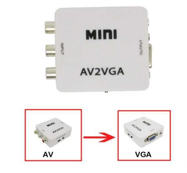 Переходник-конвертер AV2VGA (AV RCA к VGA) активный