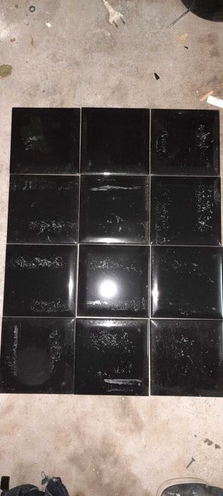 Czarne błyszczące cegiełki ścienne, płytki w czarnym kolorze, 15 x 15