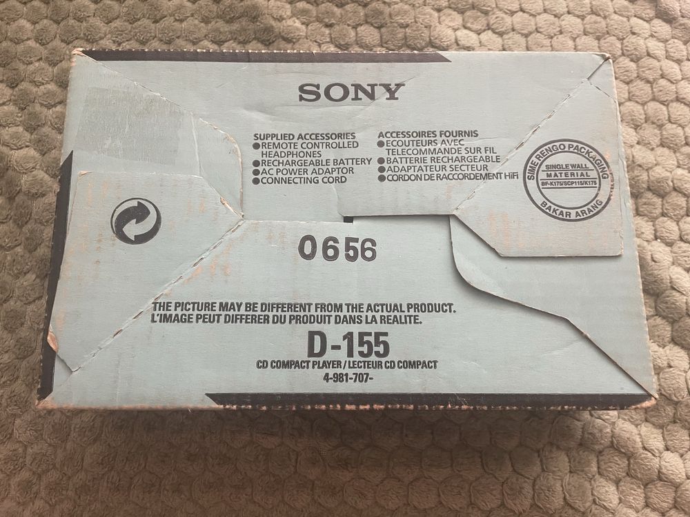 Discman Sony D-155 w opakowaniu unikat retro zestaw box + słuchawki