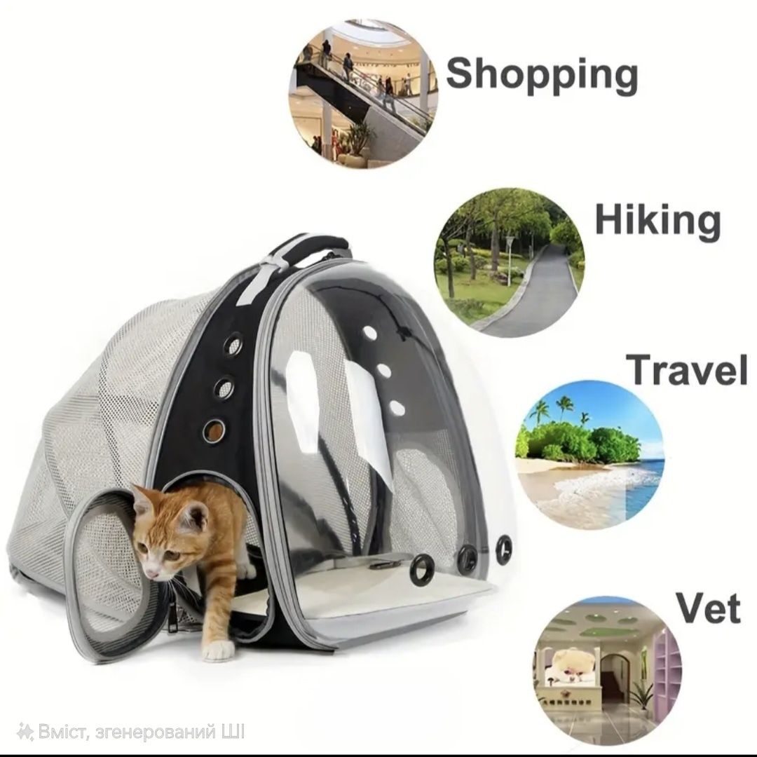 Рюкзак-переноска для тварин Halinfer™ Expandable PET Carrier Backpack