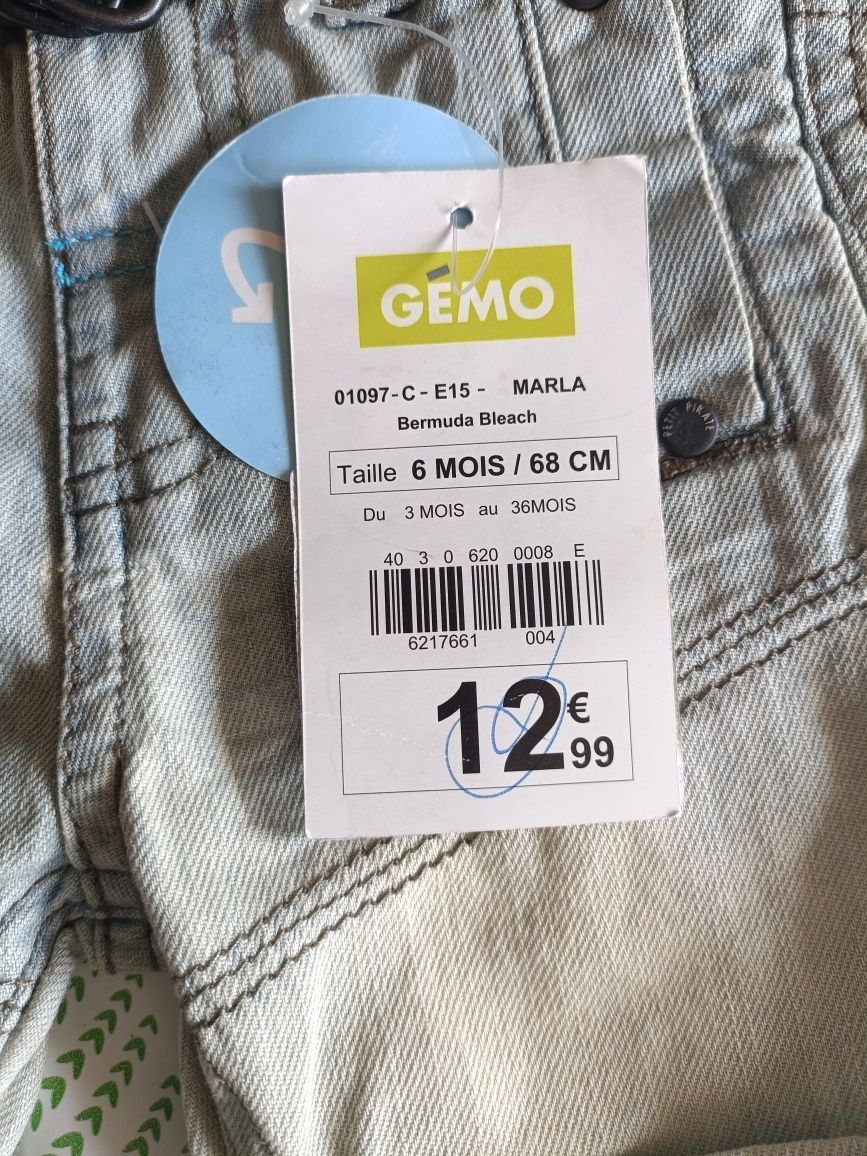 Spodenki szorty jeans rozmiar 68