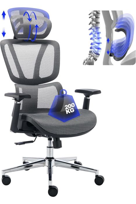 BRTHORY zdrowy  Ergonomiczny fotel biurowy do 200KG złamany