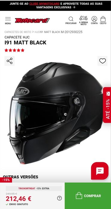 Capacete Moto HJC i91 Matte Black 2025 Pinlock