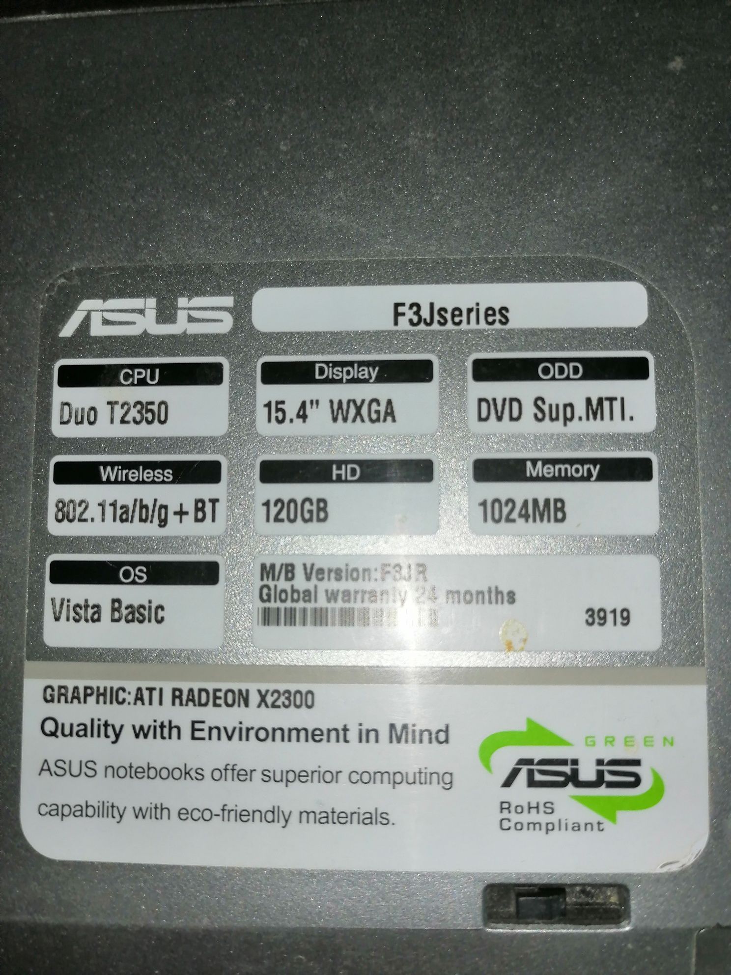 Laptop Asus bez dysku